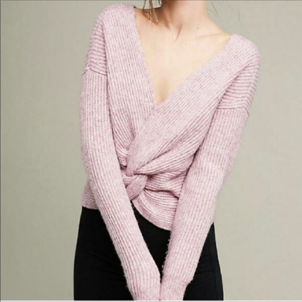 Anthropologie Twist Back Lavender Sweater Medium